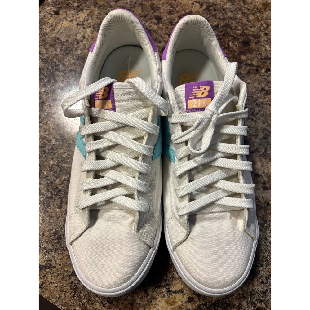 New Balance AM210LTD Mens 11 White‎ Canvas Teal Purple Low Top Sneakers AM210